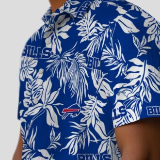 Buffalo Bills Hawaiian Tailgate Shirt - Blue White Tropical Leaf NFL Summer Shirt