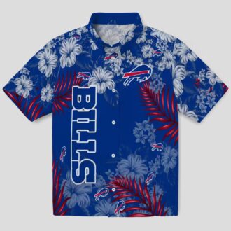 Buffalo Bills Hibiscus Aloha Shirt, Floral Blue Hawaiian Shirt for Summer & Football Fans