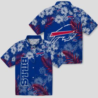 Buffalo Bills Hibiscus Aloha Shirt, Floral Blue Hawaiian Shirt for Summer & Football Fans