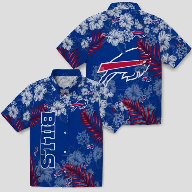 Buffalo Bills Hibiscus Aloha Shirt, Floral Blue Hawaiian Shirt for Summer & Football Fans