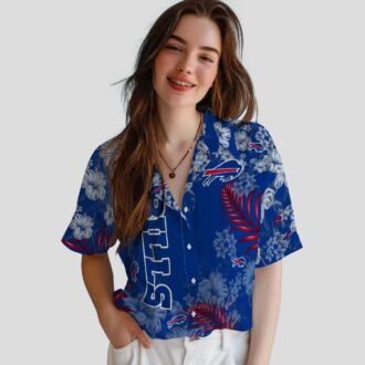 Buffalo Bills Hibiscus Aloha Shirt, Floral Blue Hawaiian Shirt for Summer & Football Fans