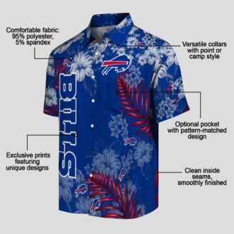Buffalo Bills Hibiscus Aloha Shirt, Floral Blue Hawaiian Shirt for Summer & Football Fans