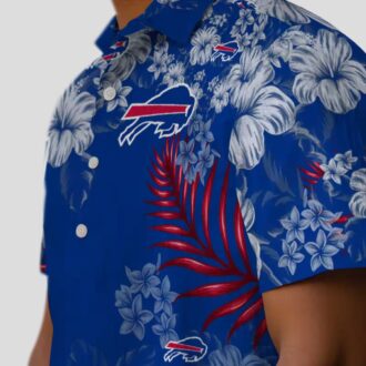Buffalo Bills Hibiscus Aloha Shirt, Floral Blue Hawaiian Shirt for Summer & Football Fans