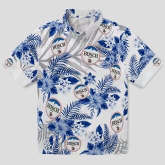 Buffalo Bills Hibiscus Hawaiian Shirt, Blue White Palm Leaf NFL Summer Outfit