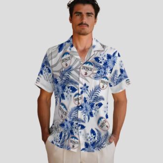 Buffalo Bills Hibiscus Hawaiian Shirt, Blue White Palm Leaf NFL Summer Outfit