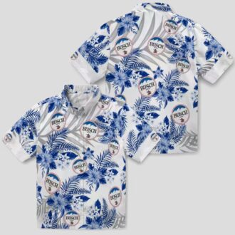 Buffalo Bills Hibiscus Hawaiian Shirt, Blue White Palm Leaf NFL Summer Outfit