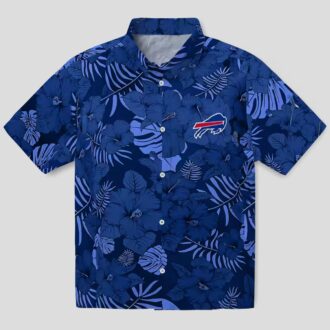Buffalo Bills Jungle Vibes Hawaiian Shirt, NFL Blue Tropical Button Up for Tailgate