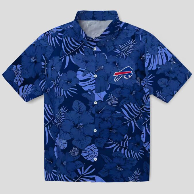 Buffalo Bills Jungle Vibes Hawaiian Shirt, NFL Blue Tropical Button Up for Tailgate