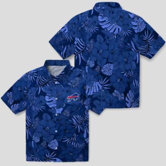 Buffalo Bills Jungle Vibes Hawaiian Shirt, NFL Blue Tropical Button Up for Tailgate