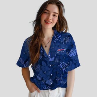 Buffalo Bills Jungle Vibes Hawaiian Shirt, NFL Blue Tropical Button Up for Tailgate