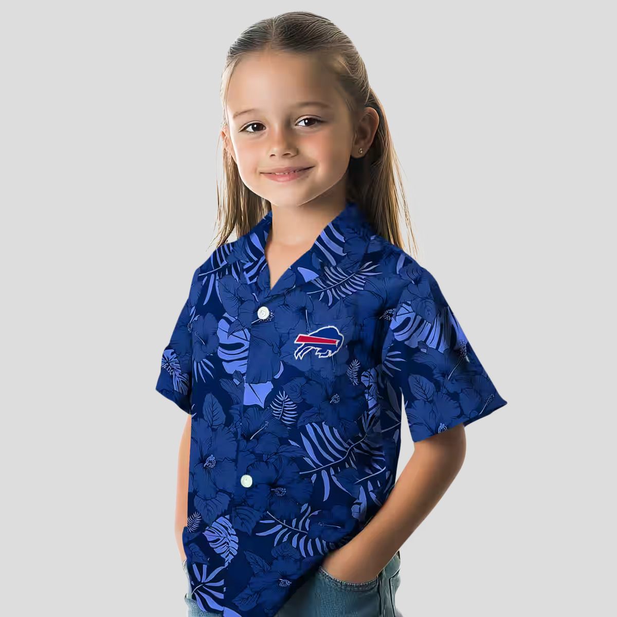 Buffalo Bills Jungle Vibes Hawaiian Shirt, NFL Blue Tropical Button Up for Tailgate