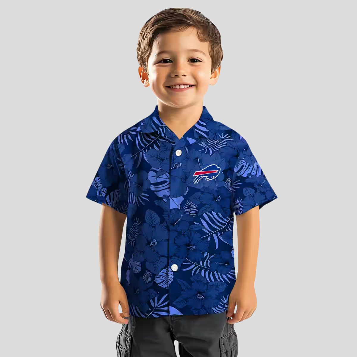 Buffalo Bills Jungle Vibes Hawaiian Shirt, NFL Blue Tropical Button Up for Tailgate