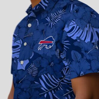 Buffalo Bills Jungle Vibes Hawaiian Shirt, NFL Blue Tropical Button Up for Tailgate