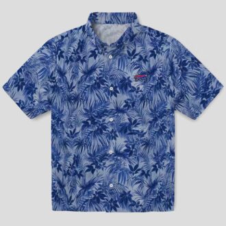 Buffalo Bills Leafy Hawaiian Shirt, Blue Tropical Button Up for NFL Fans
