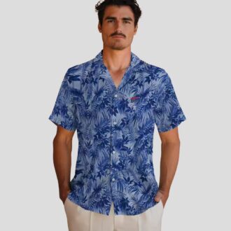 Buffalo Bills Leafy Hawaiian Shirt, Blue Tropical Button Up for NFL Fans