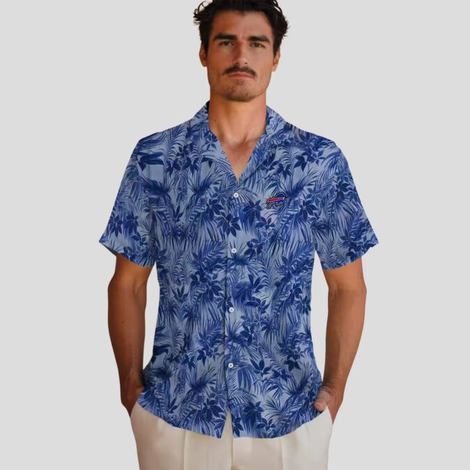 Buffalo Bills Leafy Hawaiian Shirt, Blue Tropical Button Up for NFL Fans