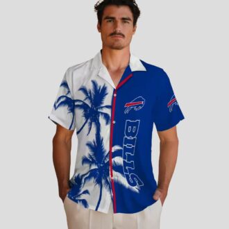 Buffalo Bills NFL Blue White Hawaiian Shirt – Palm Trees Tropical Aloha Shirt for Fans