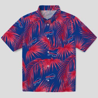 Buffalo Bills Summer Tailgate Hawaiian Shirt, Blue Leafy Palms Aloha Shirt