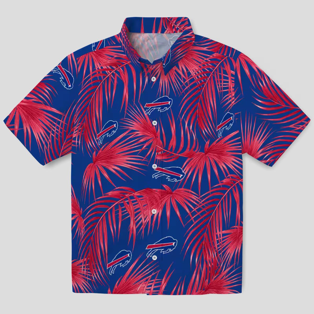 Buffalo Bills Summer Tailgate Hawaiian Shirt, Blue Leafy Palms Aloha Shirt