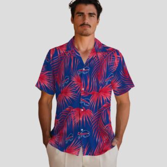 Buffalo Bills Summer Tailgate Hawaiian Shirt, Blue Leafy Palms Aloha Shirt