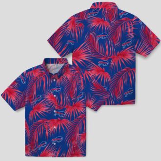 Buffalo Bills Summer Tailgate Hawaiian Shirt, Blue Leafy Palms Aloha Shirt