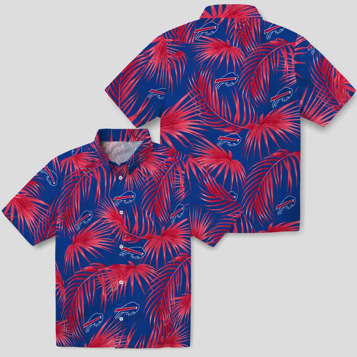 Buffalo Bills Summer Tailgate Hawaiian Shirt, Blue Leafy Palms Aloha Shirt