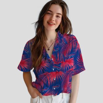 Buffalo Bills Summer Tailgate Hawaiian Shirt, Blue Leafy Palms Aloha Shirt
