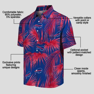 Buffalo Bills Summer Tailgate Hawaiian Shirt, Blue Leafy Palms Aloha Shirt