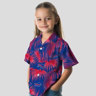 Buffalo Bills Summer Tailgate Hawaiian Shirt, Blue Leafy Palms Aloha Shirt