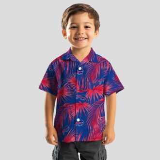 Buffalo Bills Summer Tailgate Hawaiian Shirt, Blue Leafy Palms Aloha Shirt