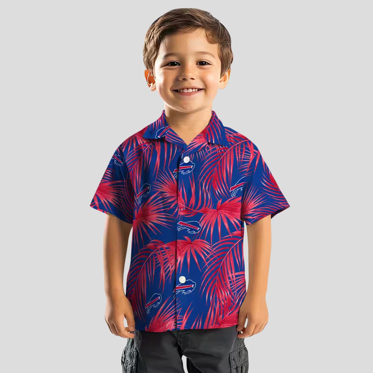 Buffalo Bills Summer Tailgate Hawaiian Shirt, Blue Leafy Palms Aloha Shirt