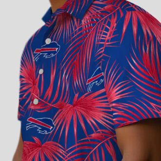 Buffalo Bills Summer Tailgate Hawaiian Shirt, Blue Leafy Palms Aloha Shirt