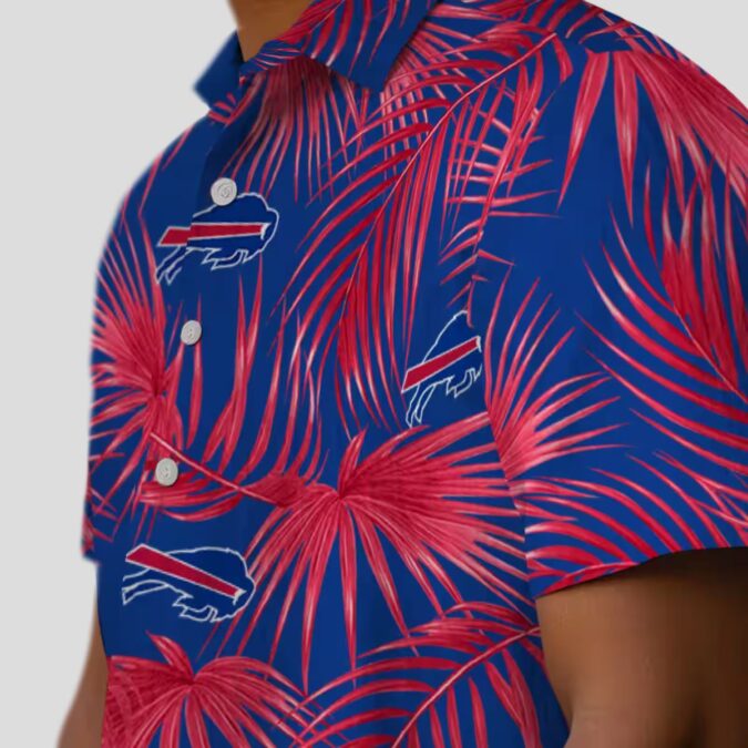 Buffalo Bills Summer Tailgate Hawaiian Shirt, Blue Leafy Palms Aloha Shirt