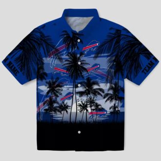 Buffalo Bills Sunset Scene Blue Black Hawaiian Shirt, Custom NFL Fan Game Day Outfit