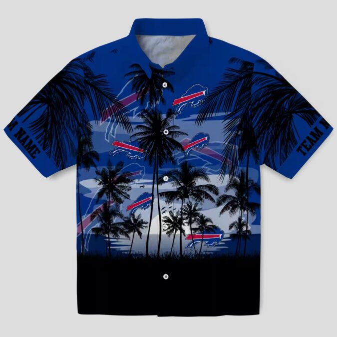 Buffalo Bills Sunset Scene Blue Black Hawaiian Shirt, Custom NFL Fan Game Day Outfit