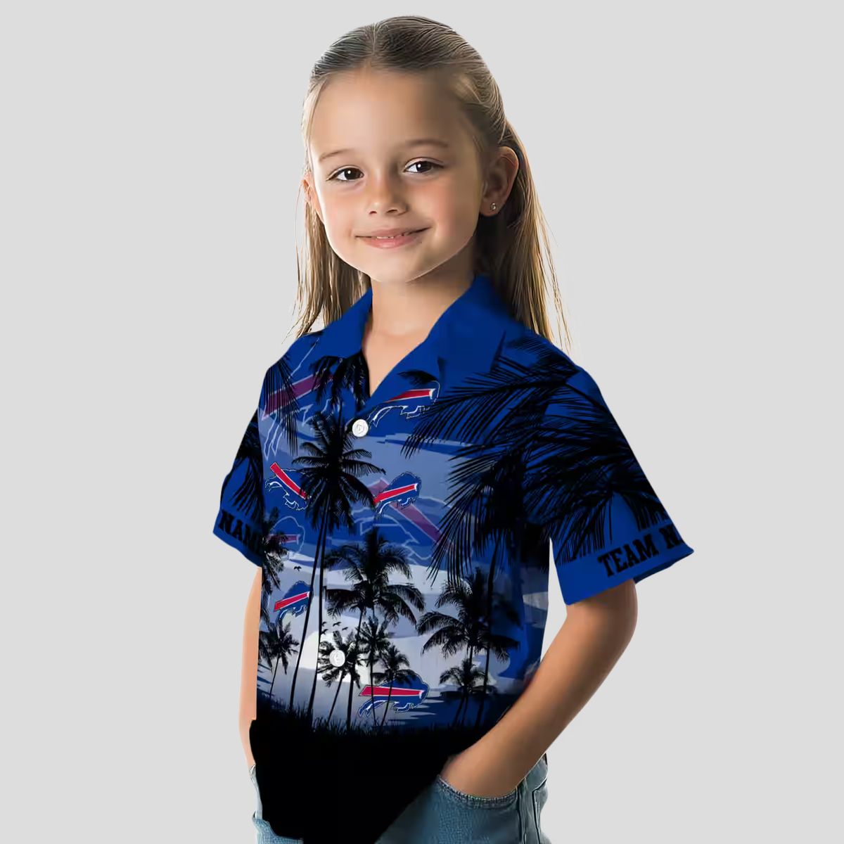 Buffalo Bills Sunset Scene Blue Black Hawaiian Shirt, Custom NFL Fan Game Day Outfit