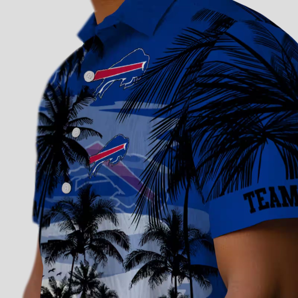 Buffalo Bills Sunset Scene Blue Black Hawaiian Shirt, Custom NFL Fan Game Day Outfit