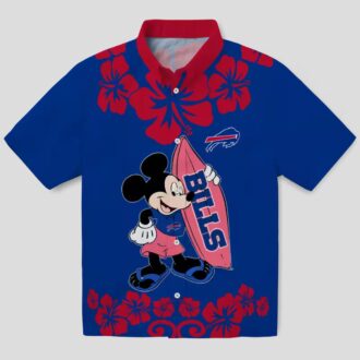 Buffalo Bills Surfing Mickey Hawaiian Shirt, NFL Tropical Game Day Beachwear