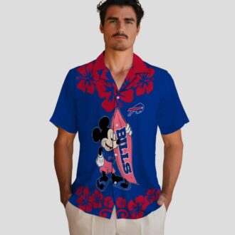Buffalo Bills Surfing Mickey Hawaiian Shirt, NFL Tropical Game Day Beachwear