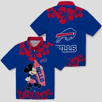 Buffalo Bills Surfing Mickey Hawaiian Shirt, NFL Tropical Game Day Beachwear