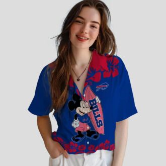 Buffalo Bills Surfing Mickey Hawaiian Shirt, NFL Tropical Game Day Beachwear