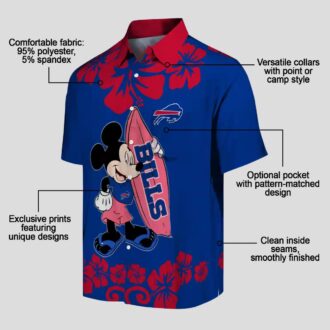 Buffalo Bills Surfing Mickey Hawaiian Shirt, NFL Tropical Game Day Beachwear