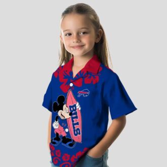 Buffalo Bills Surfing Mickey Hawaiian Shirt, NFL Tropical Game Day Beachwear