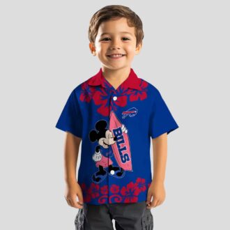 Buffalo Bills Surfing Mickey Hawaiian Shirt, NFL Tropical Game Day Beachwear