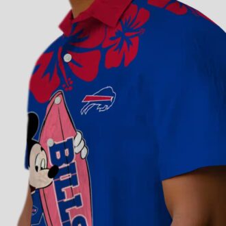 Buffalo Bills Surfing Mickey Hawaiian Shirt, NFL Tropical Game Day Beachwear