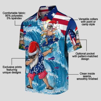 Buffalo Bills Surfing Santa Funny Hawaiian Shirt, Blue Tropical NFL Aloha Shirt for Fans
