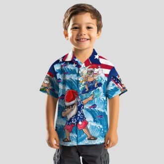 Buffalo Bills Surfing Santa Funny Hawaiian Shirt, Blue Tropical NFL Aloha Shirt for Fans