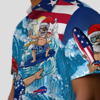 Buffalo Bills Surfing Santa Funny Hawaiian Shirt, Blue Tropical NFL Aloha Shirt for Fans