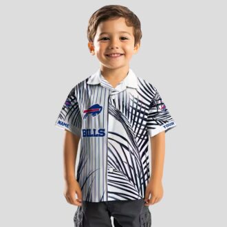 Buffalo Bills Tropical Aloha Hawaiian Shirt, Palm Stripes Blue Black White Button Up