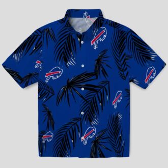 Buffalo Bills Tropical Button Up Hawaiian Shirt, Palm Leaf Blue Luau & Tailgate Outfit